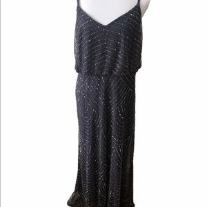 Adrianna Papell Blue Gray Sequin Bridesmaid Dress